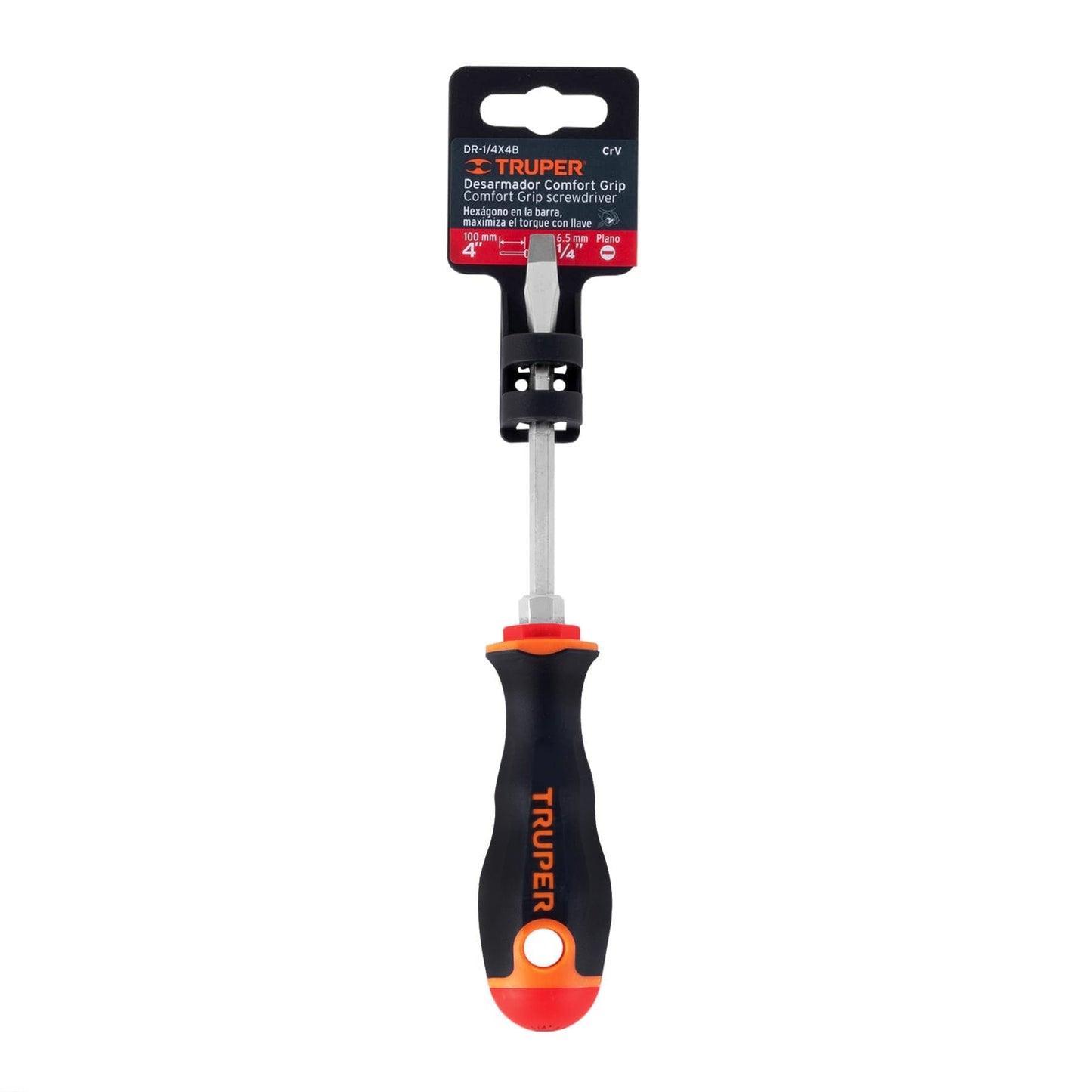 Desarmador plano 1/4" x 4" con mango Comfort Grip