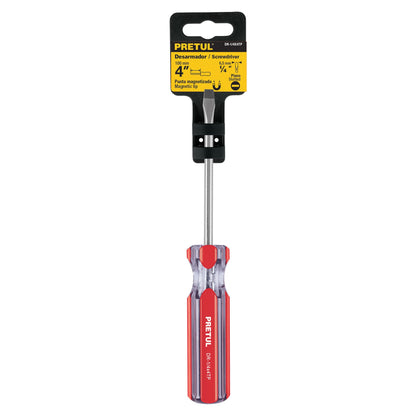 Desarmador plano 1/4" x 4" con mango de PVC