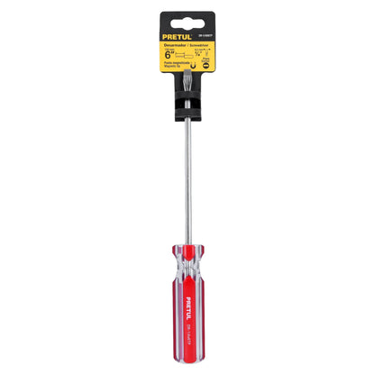 Desarmador plano 1/4" x 6" con mango de PVC