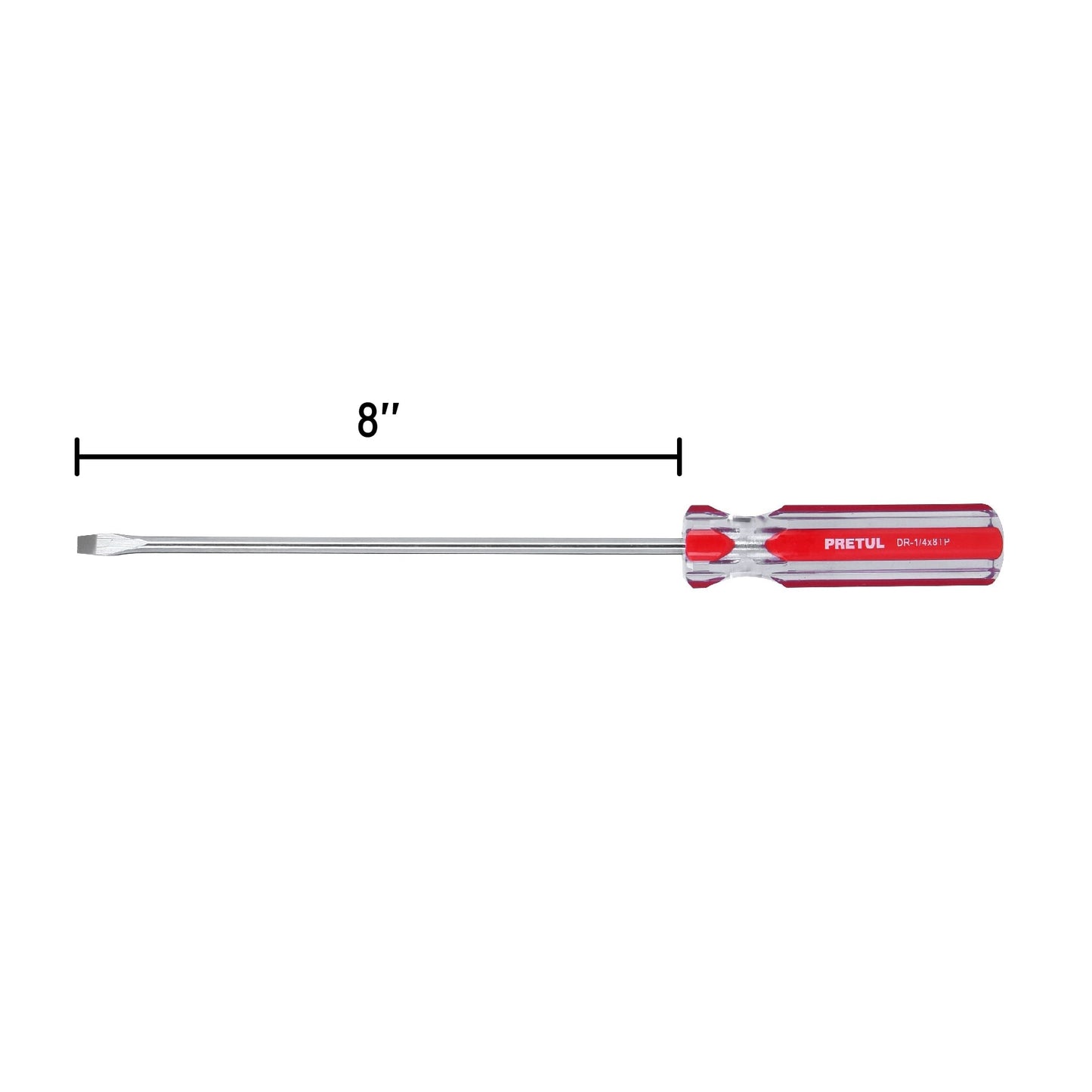 Desarmador plano 1/4" x 8" con mango de PVC