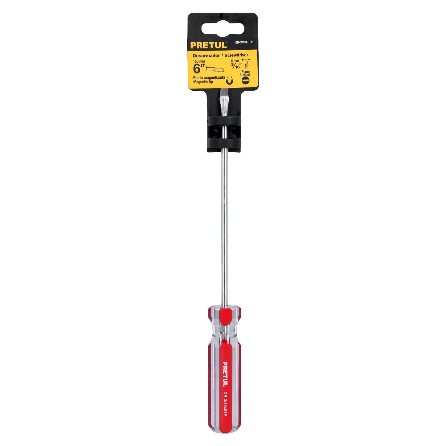 Desarmador plano 3/16" x 6" mango de PVC