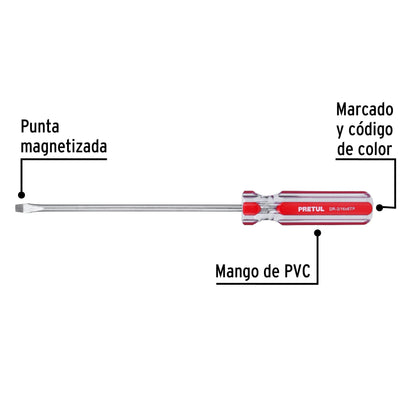Desarmador plano 3/16" x 6" mango de PVC
