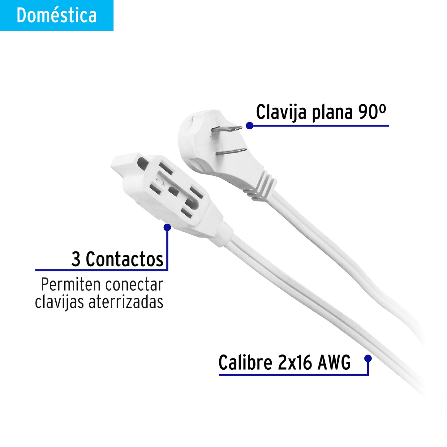 Extensión eléctrica doméstica 2m