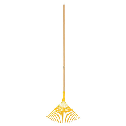 Escoba metálica p/jardín, curva, 20 dientes, mango 48"