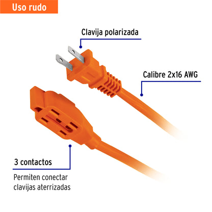 Extensión eléctrica de uso rudo 10 m 2x16 AWG