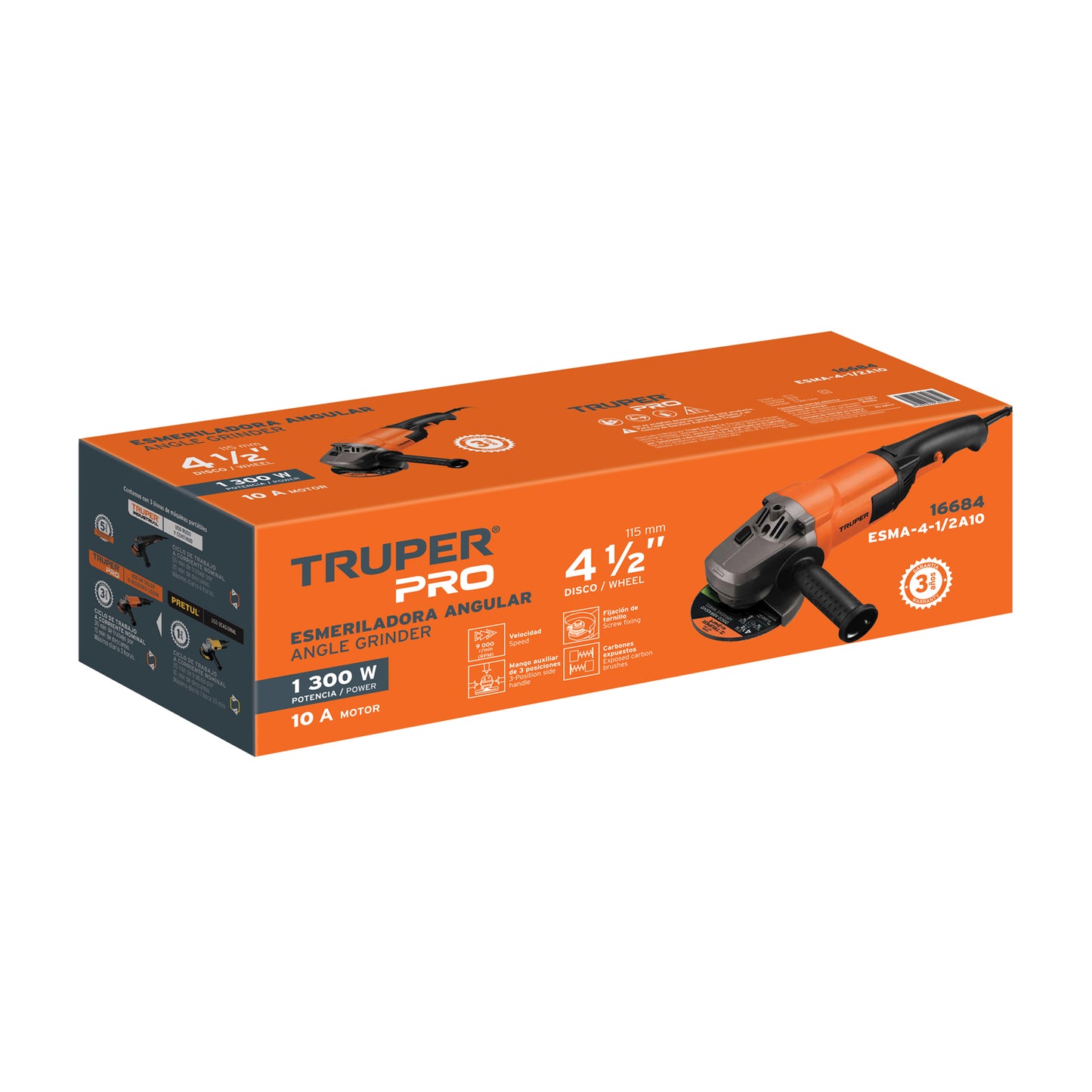 Esmeriladora angular de 4-1/2", 1300W