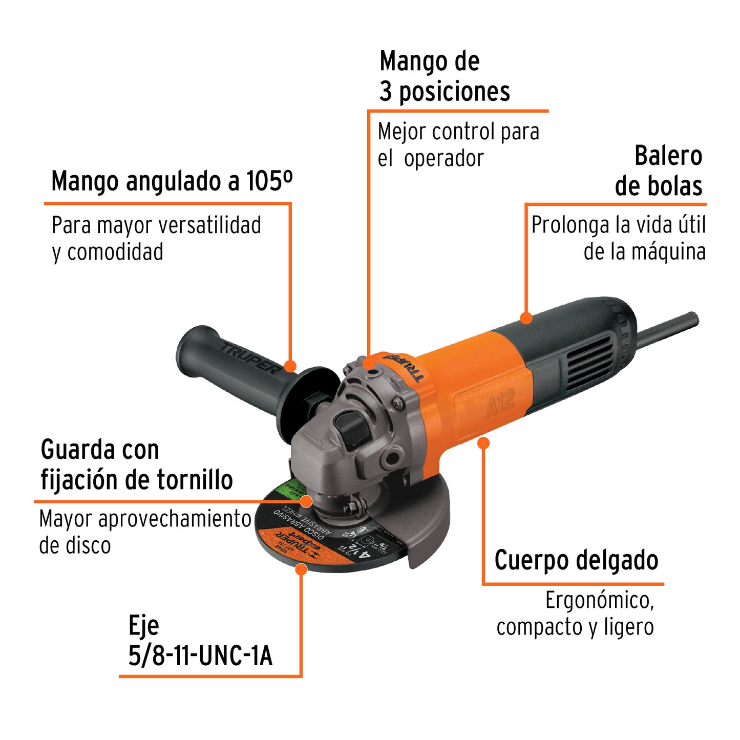 Esmeriladora angular de 4-1/2", 700W
