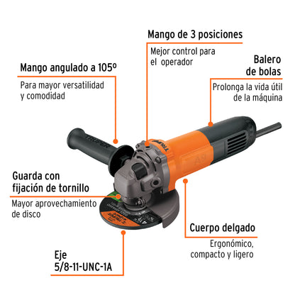 Esmeriladora angular de 4-1/2", 800W