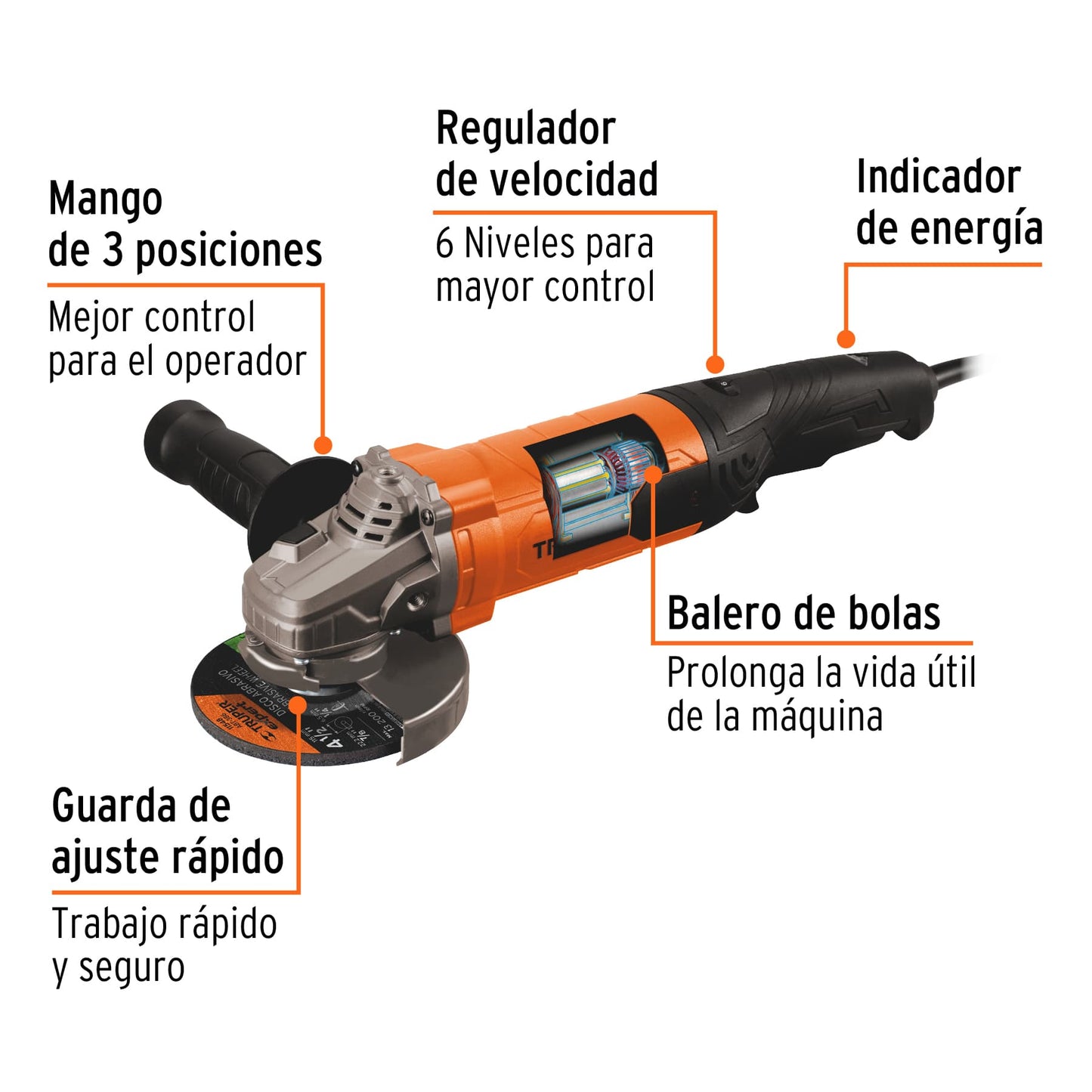Esmeriladora angular de 4-1/2", 1100W