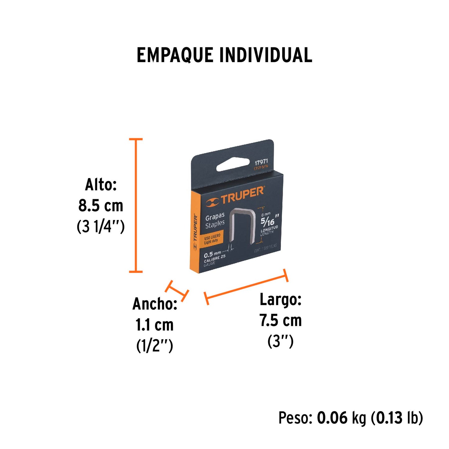 Caja c/ 1000 grapas 5/16"corona 11.3 mm para ET-21