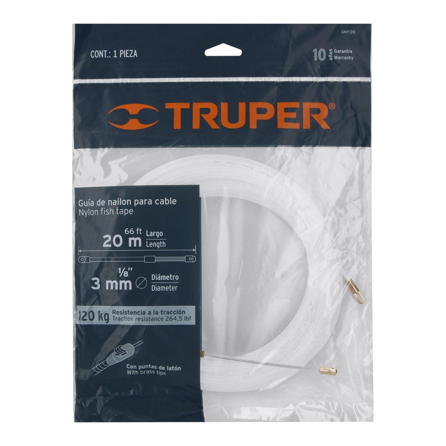 Guía de nylon de 20 m p/cable, Truper