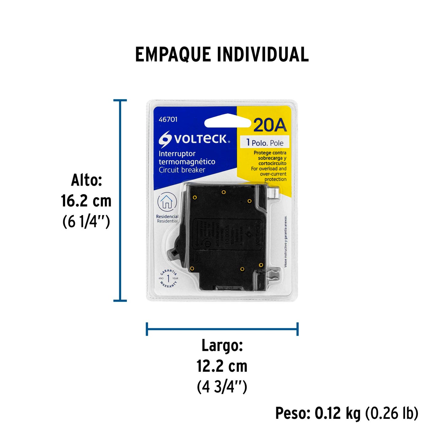 Interruptor enchufable de 1 polo 20A