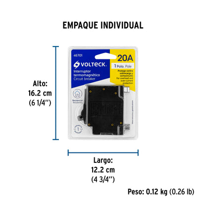 Interruptor enchufable de 1 polo 20A