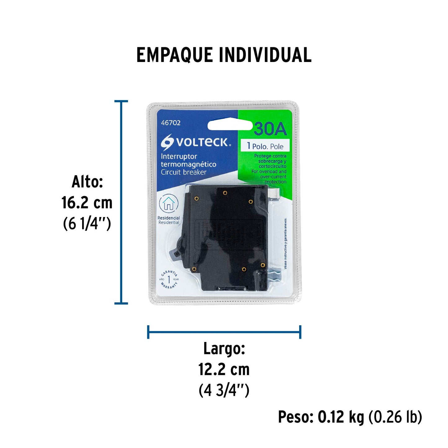 Interruptor enchufable de 1 polo 30A