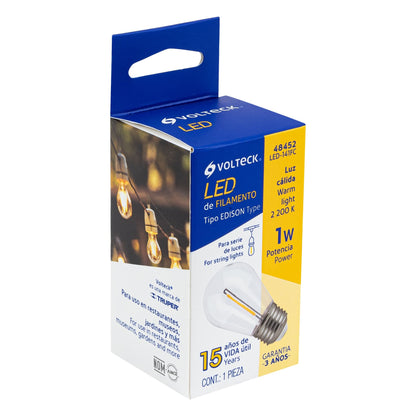 Lámpara LED S14 con filamento 1 W luz cálida