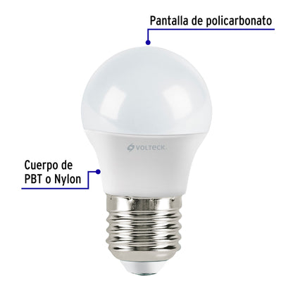 Lámpara LED G45 3W (equivalente 25 W) luz cálida