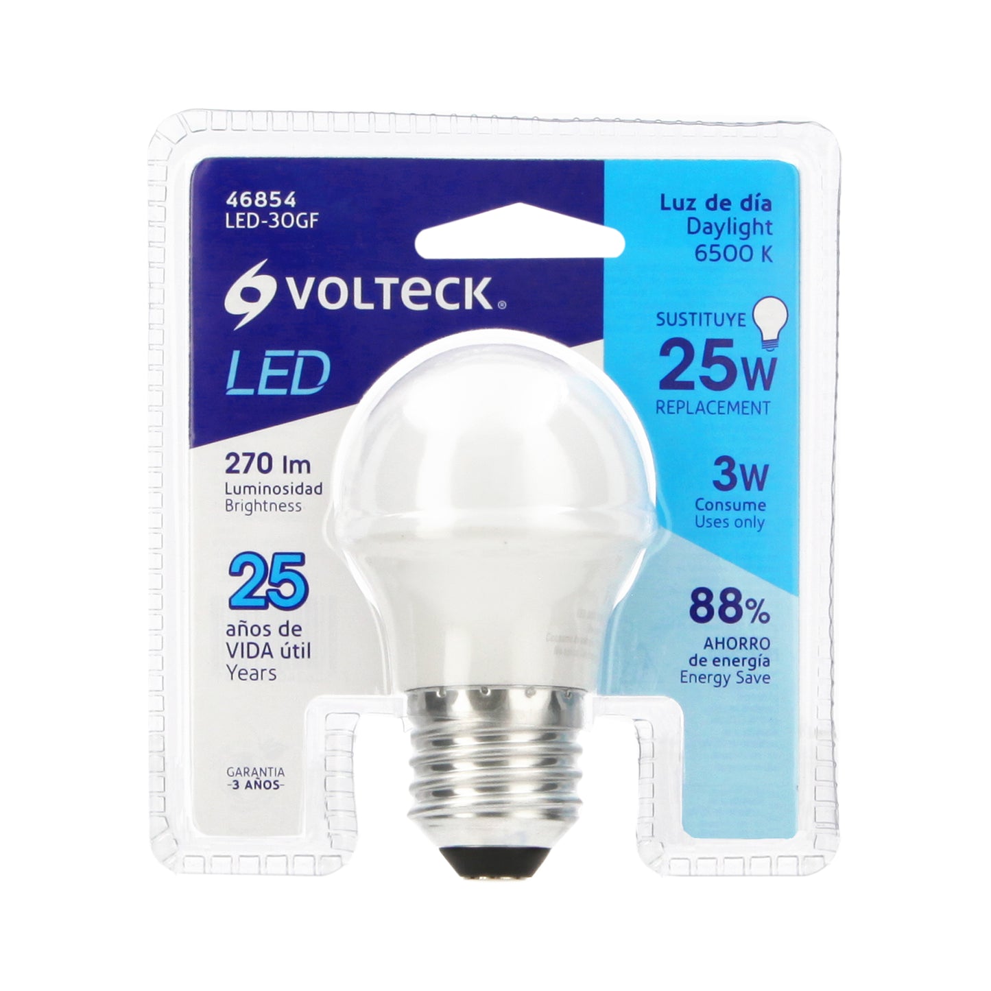 Lámpara LED G45 3 W (equivalente 25 W) luz de día