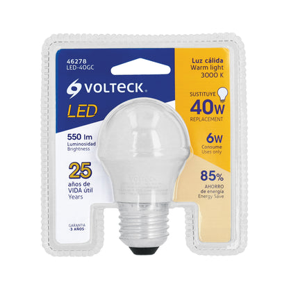 Lámpara de LED G45 6 W (equivalente 40 W) luz cálida