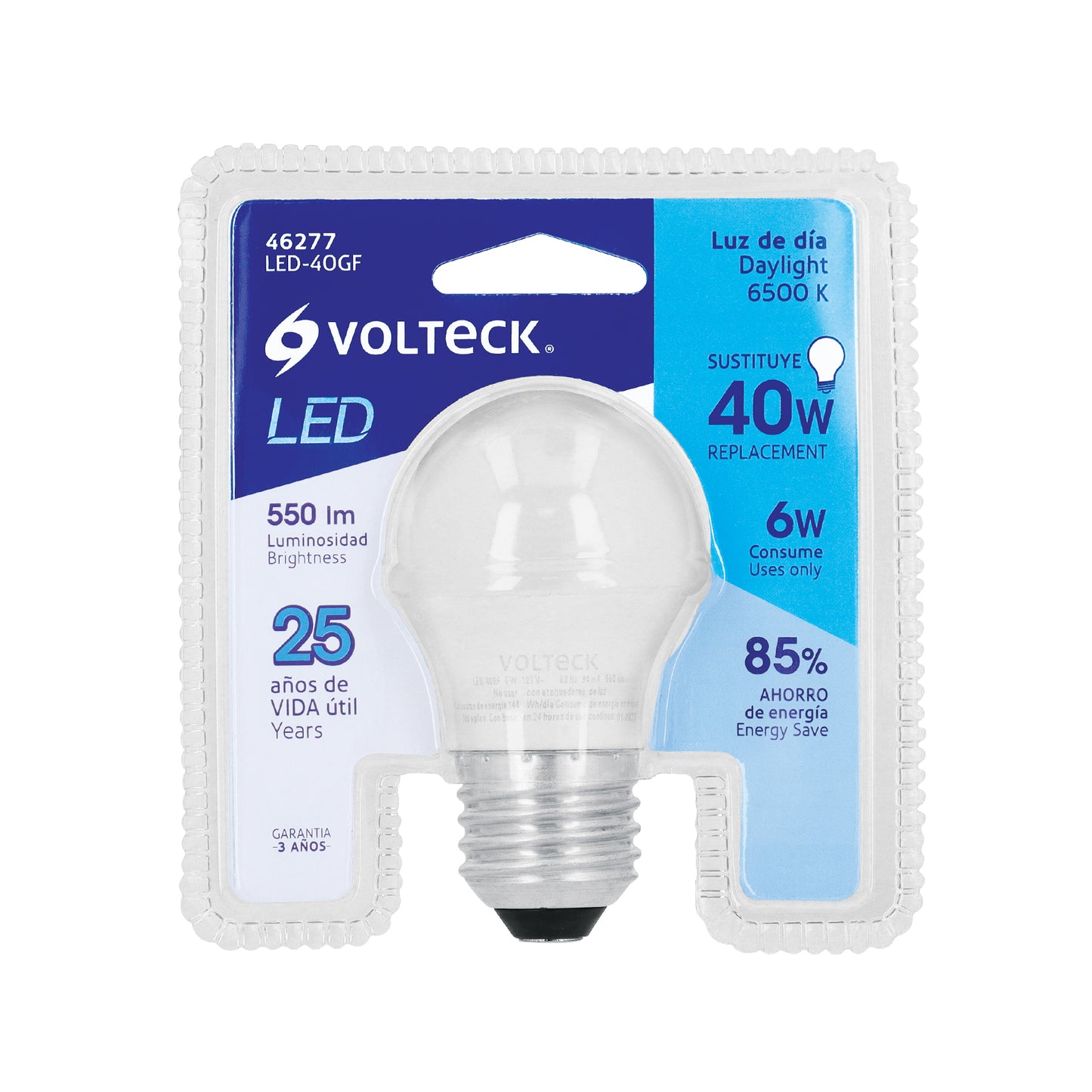 Lámpara LED G45 6 W (equivalente 40 W) luz de día