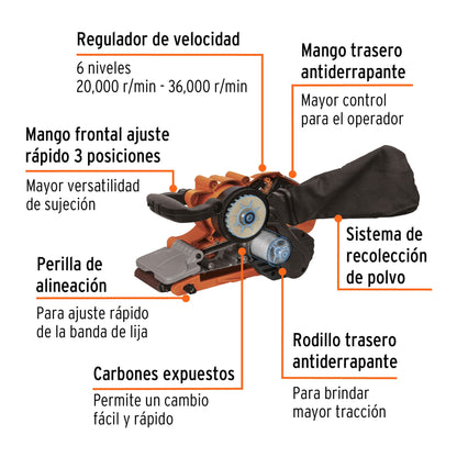 Lijadora de banda 3x21", 1010W