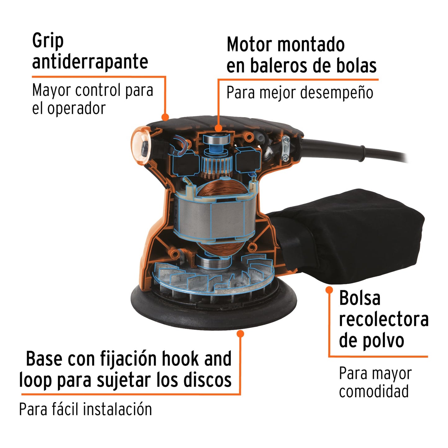 Lijadora roto orbital de 5", 260W
