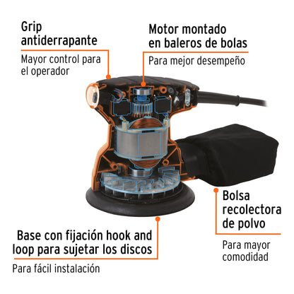 Lijadora roto orbital de 5", 260W