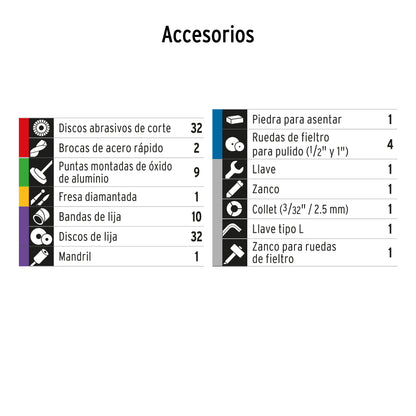 Herramienta rotativa 150W incluye 97 accesorios