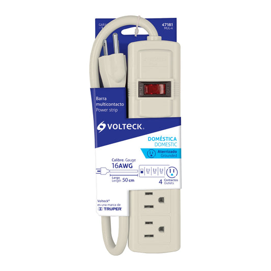Multicontacto 16 AWG, 4 entradas