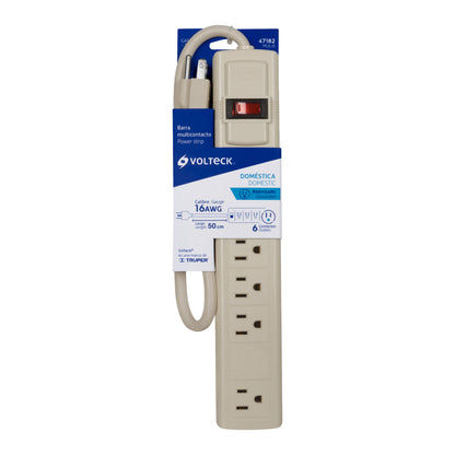 Multicontacto 16 AWG  de uso rudo con 6 entradas.