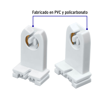 Portalámparas p/tubo LED y fluorescente 2 pzas, base G13