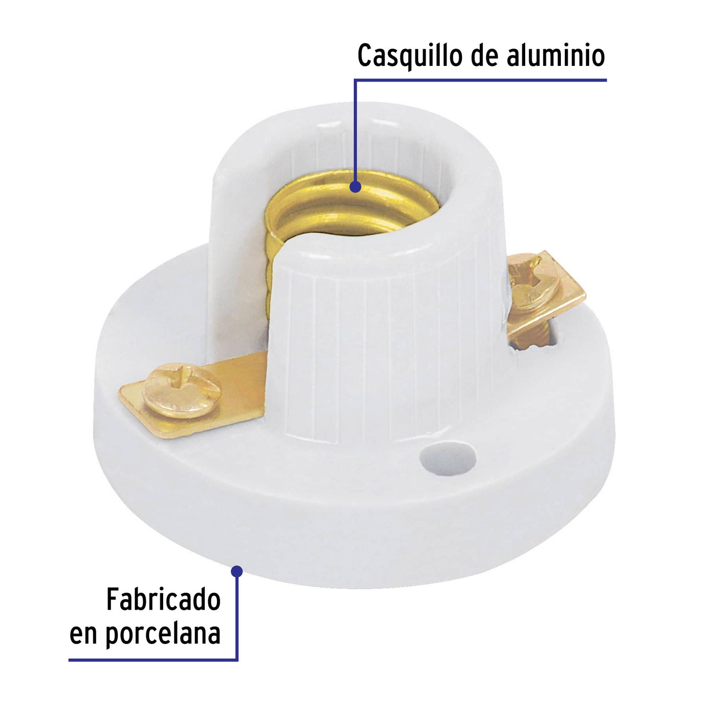 Portalámpara de porcelana p/candil
