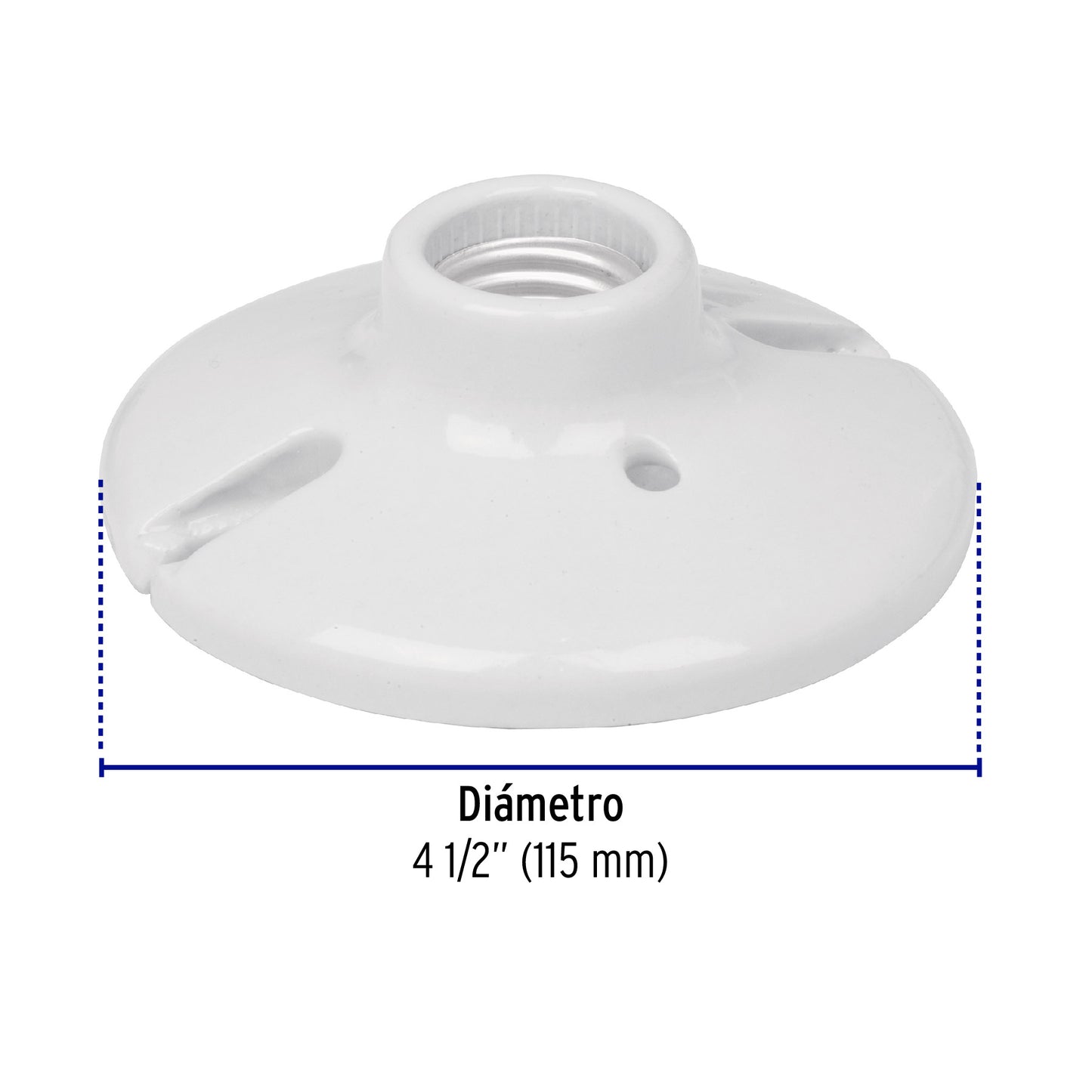 Portalámpara de porcelana, redonda 4-1/2"