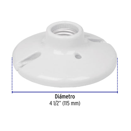 Portalámpara de porcelana, redonda 4-1/2"