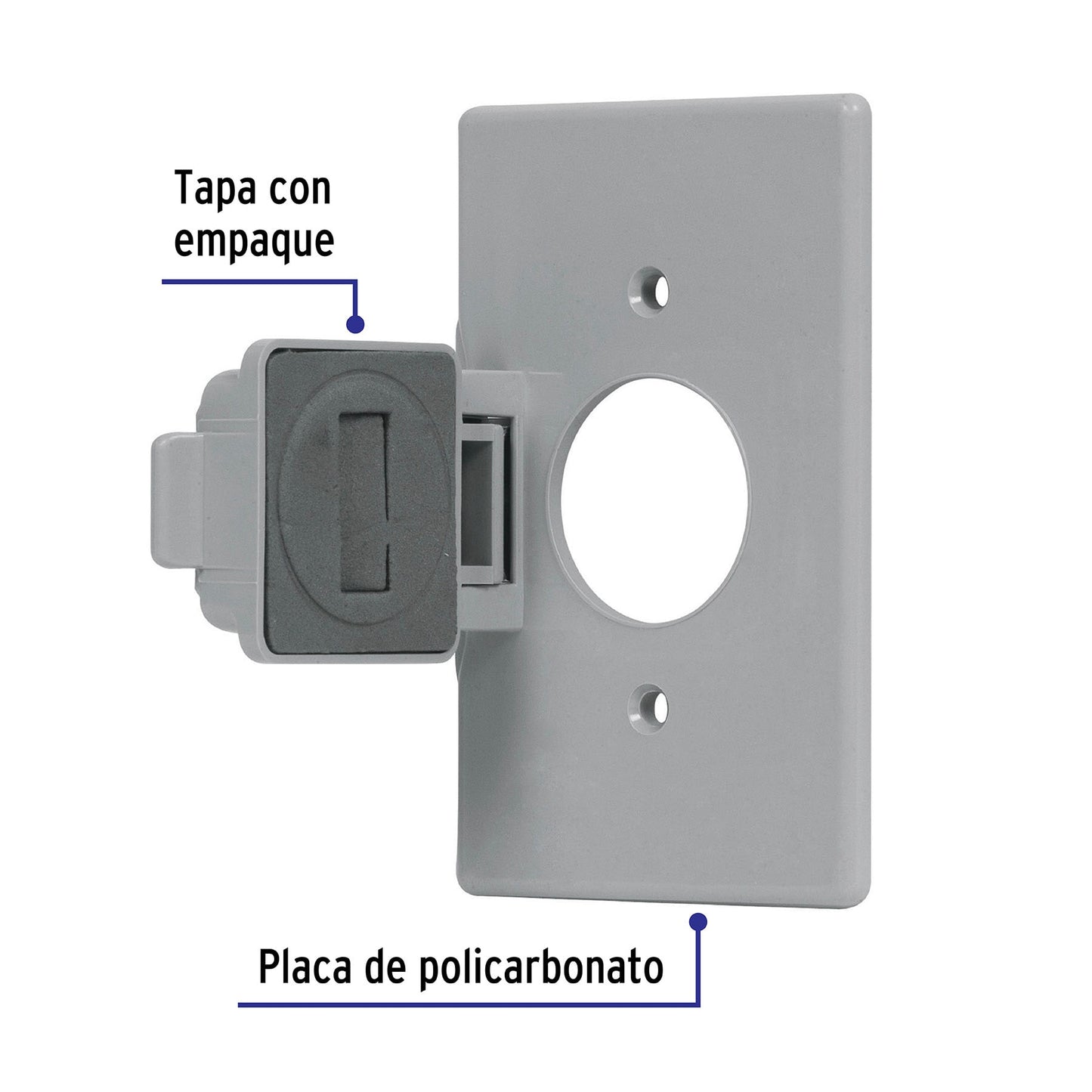 Placa contacto redondo de policarbonato, p/intemperie, Standard