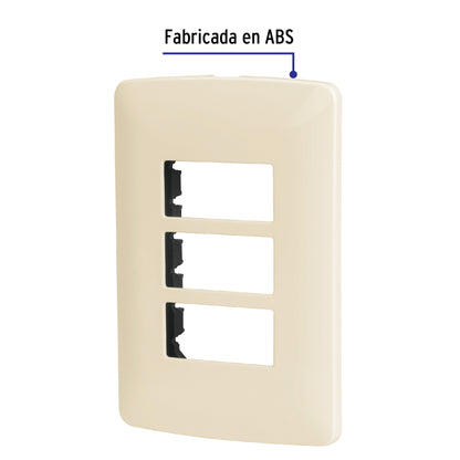 Placa 3 mod de ABS, línea Italiana, color marfil