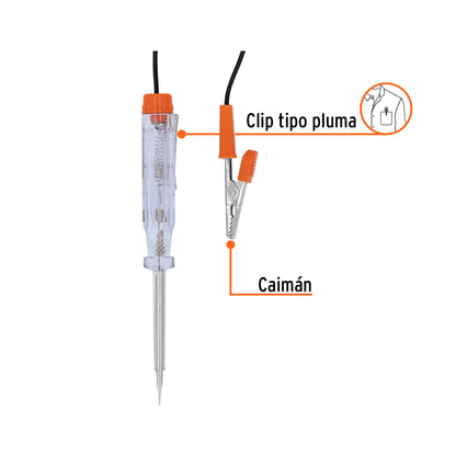 Probador para circuitos de corriente directa 14 cm con caimán
