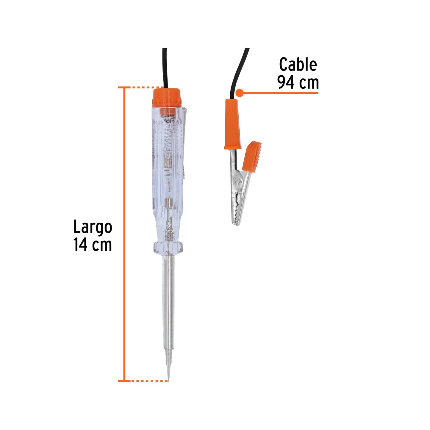 Probador para circuitos de corriente directa 14 cm con caimán