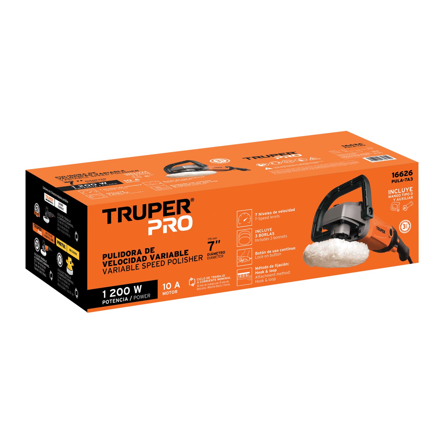 Pulidora velocidad variable de 7", 1200W