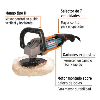 Pulidora velocidad variable de 7", 1200W