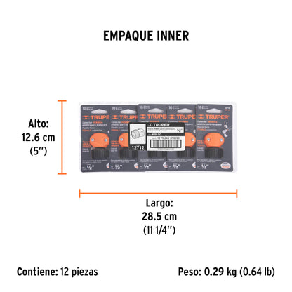 Conector 1/2" hembra de ABS p/manguera