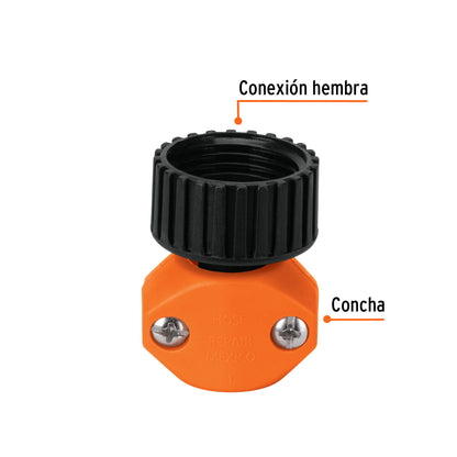 Conector 1/2" hembra de ABS p/manguera