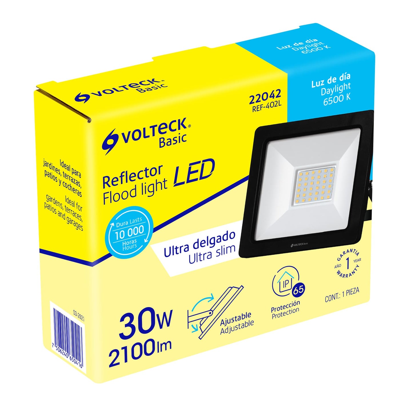 Reflector LED ultra delgado 30 W luz de día