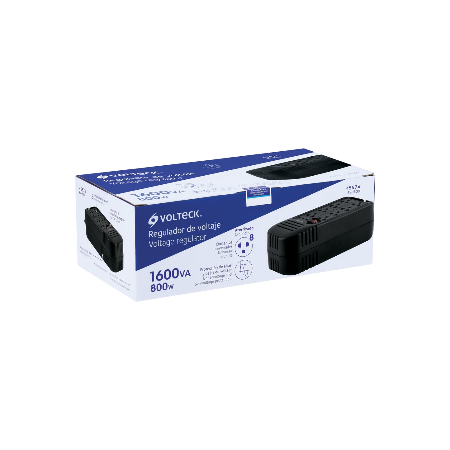 Regulador de voltaje 1600 VA/800W 8 contactos