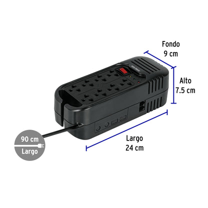 Regulador de voltaje 1600 VA/800W 8 contactos