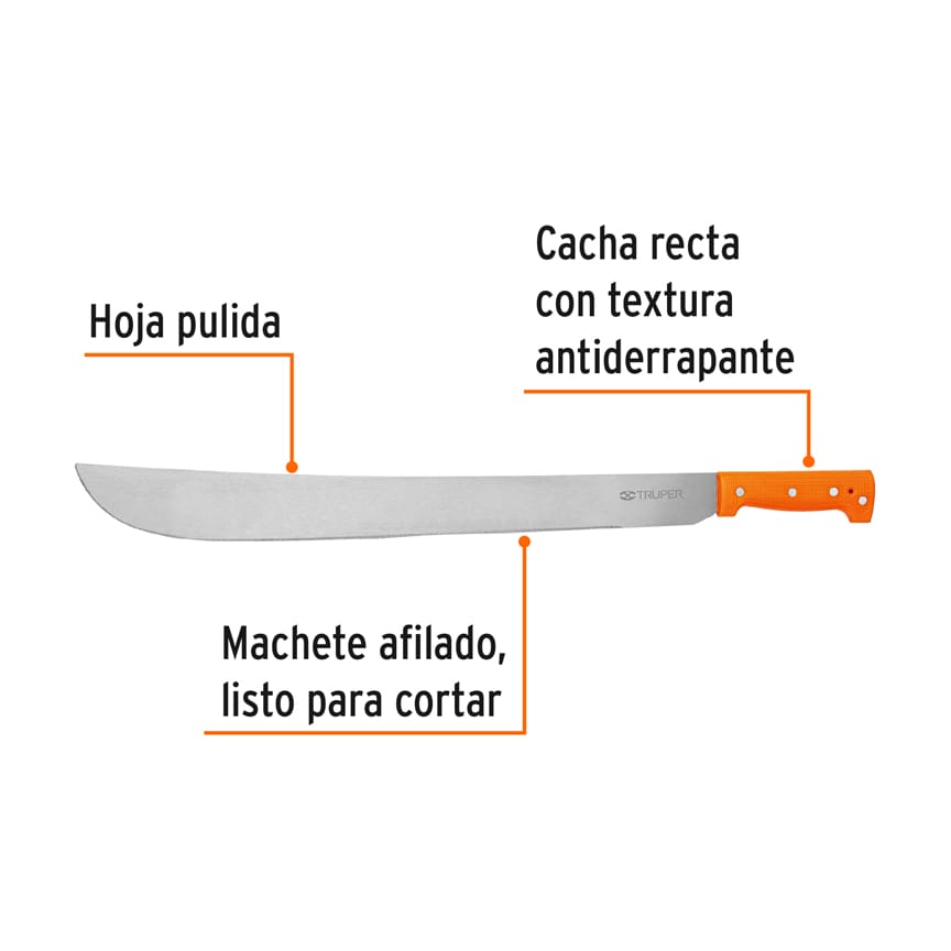 Machete estándar 22" cacha remachada, Truper